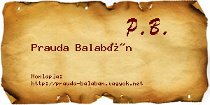 Prauda Balabán névjegykártya